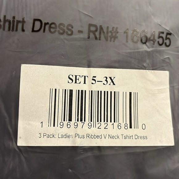 Set of Three Ribbed V-Neck T-Shirt Dresses 3X Navy Black Cream - Picture 8 of 9